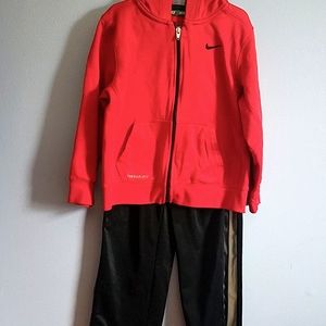 Boys  Matching Sweat suit, Red and black size 7